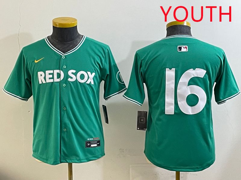 Youth Boston Red Sox #16 No Name Green Joint Name Nike 2025 MLB Jersey style 3->youth mlb jersey->Youth Jersey